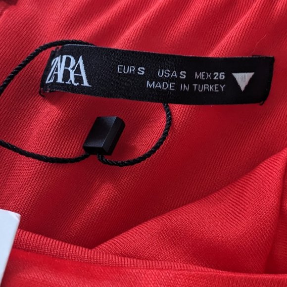 [NWT] Zara Mini Satin Strapless Red Dress - Size: S - Picture 5 of 6